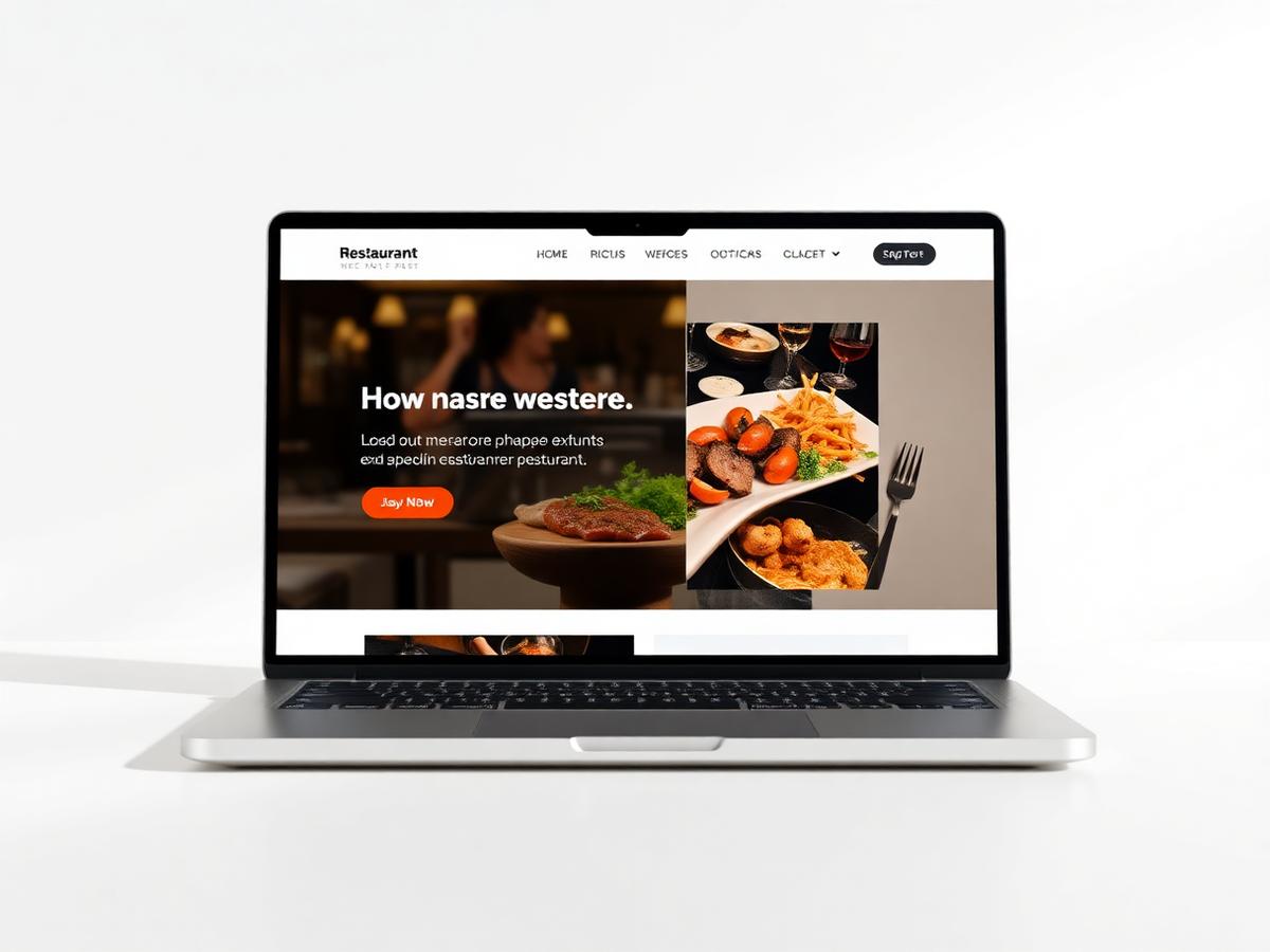 Website-Mockup einer Restaurant-Seite auf einem Laptop